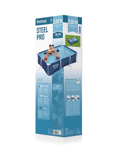 Бассейн каркасный Steel Pro, 300×201×66 см, фильтр-насос, прямоугольный, 56411 Bestway