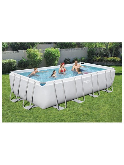 Бассейн каркасный Bestway Power Steel 56465, 549×274×122 см, фильтр-насос, лестница, тент, прямоугольный