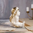 Статуэтка "Ангел сидящий", бело-золотая, 23 см - Фото 2