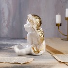 Статуэтка "Ангел сидящий", бело-золотая, 23 см - Фото 4