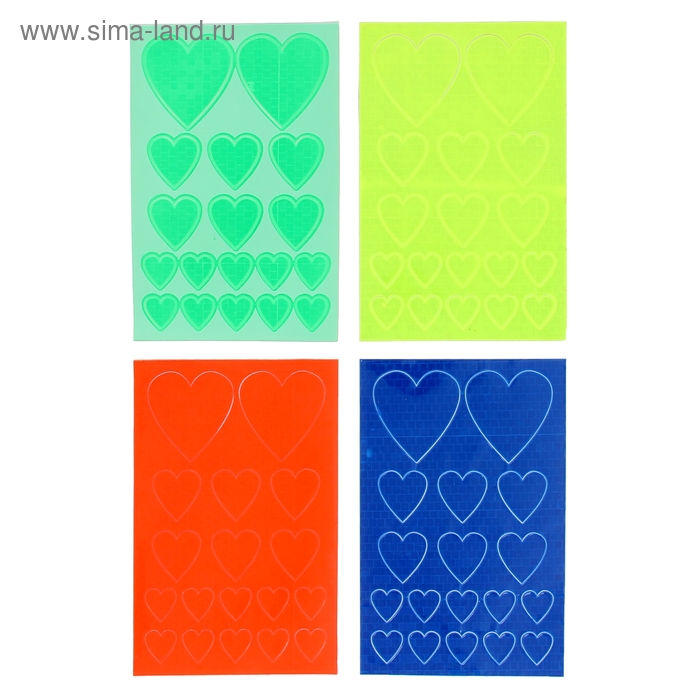 Светоотражающая наклейка "Сердца", 18шт на листе, цвет МИКС - Фото 1