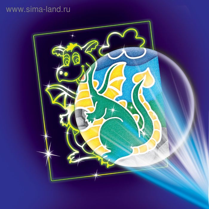 Набор для творчества. Лунная фреска «Дракон», светящийся песок + блёстки - Фото 1