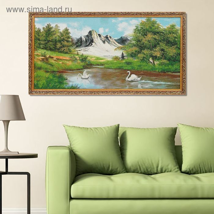 Гобеленовая картина  "Лебеди и горы"  82*44см - Фото 1