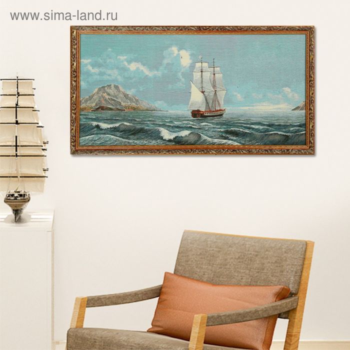 Гобеленовая картина  "Волны качают корабль"  80*40см - Фото 1