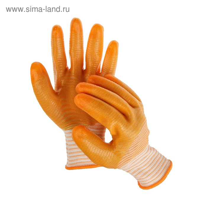 Перчатки текстильные, с PVC пропиткой, оранжевые - Фото 1