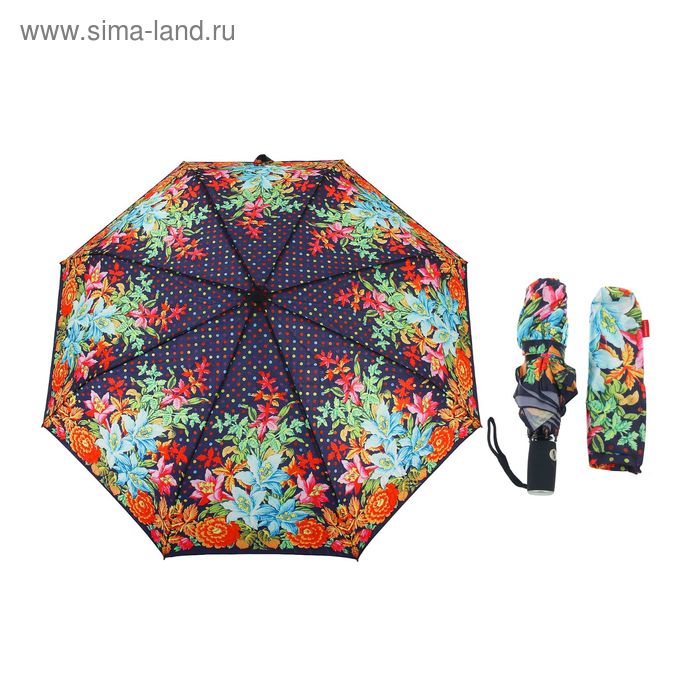 Зонт автоматический "Цветы", R=52см, разноцветный - Фото 1
