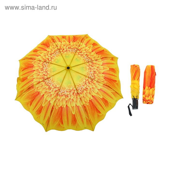 Зонт автоматический "Цветок", R=52см, цвет жёлтый - Фото 1
