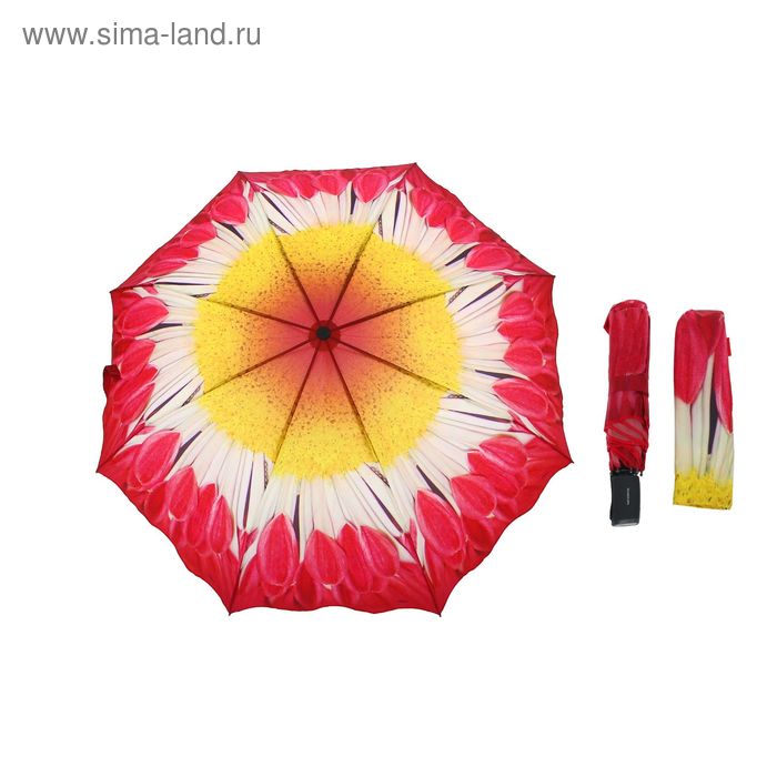 Зонт автоматический "Цветок", R=52см, цвет жёлто-розовый - Фото 1