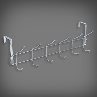 Вешалка на дверь на 6 двойных крючков Доляна «Блеск», 47×5×16 см, цвет хром