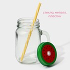 Кружка Доляна «Гладь», 450 мл, 10×7.5×13 см, с крышкой и трубочкой, стекло - Фото 3