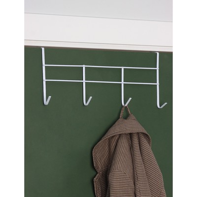 Вешалка на дверь на 4 крючка Доляна «Моно», 34.5×8.5×16 см, цвет белый