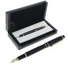 Ручка подарочная, перьевая, в кожзам футляре, чёрная с золотистыми вставками, «Президент» - Фото 1