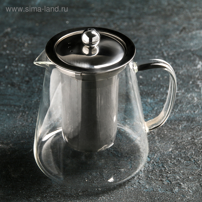 Чайник стеклянный заварочный с металлическим ситом «Эгла», 750 мл - Фото 1