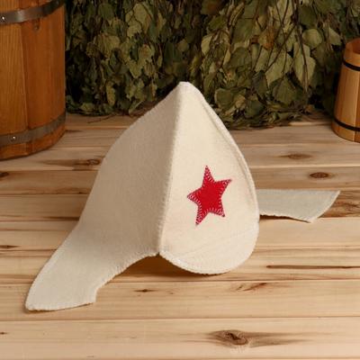 Набор для бани «Будёновец», 3 предмета: шапка, коврик, рукавица