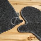 Набор для бани «Лётчик», 3 предмета: шапка, коврик, рукавица, шерсть 30%, полиэфир 70%, серый, «Добропаровъ» - Фото 8