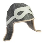 Набор для бани «Лётчик», 3 предмета: шапка, коврик, рукавица, шерсть 30%, полиэфир 70%, серый, «Добропаровъ» - Фото 10