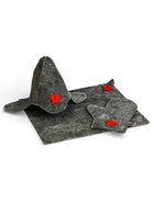 Набор для бани «Буденовец», 3 предмета: шапка, коврик, рукавица, серый, «Добропаровъ» - Фото 1