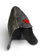 Набор для бани «Буденовец», 3 предмета: шапка, коврик, рукавица, серый, «Добропаровъ» - Фото 15