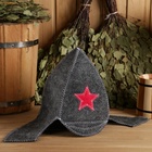 Набор для бани «Буденовец», 3 предмета: шапка, коврик, рукавица, серый, «Добропаровъ» - Фото 20