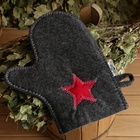 Набор для бани «Буденовец», 3 предмета: шапка, коврик, рукавица, серый, «Добропаровъ»  (артикул 1338111)  большой выбор товаров оптом и в розницу по низким ценам с доставкой