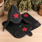 Набор для бани «Буденовец», 3 предмета: шапка, коврик, рукавица, серый, «Добропаровъ» - Фото 27