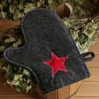 Набор для бани «Буденовец», 3 предмета: шапка, коврик, рукавица, серый, «Добропаровъ» - Фото 4