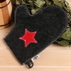 Набор для бани «Буденовец», 3 предмета: шапка, коврик, рукавица, серый, «Добропаровъ» - Фото 32