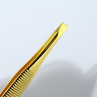 Пинцет прямой, широкий, 8,5 см, цвет золотистый - Фото 4