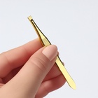 Пинцет прямой, широкий, 8.5 см, цвет золотистый - Фото 5