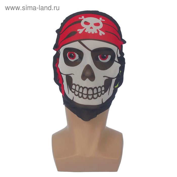 Карнавальная маска текстиль "Череп в бандане" - Фото 1