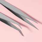 Набор пинцетов для рукоделия, прямой и изогнутый, 12. 5/13 см, 2 шт., цвет серебряный - Фото 2
