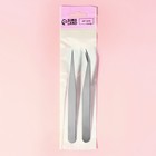 Набор пинцетов для рукоделия, прямой и изогнутый, 12. 5/13 см, 2 шт., цвет серебряный - Фото 4