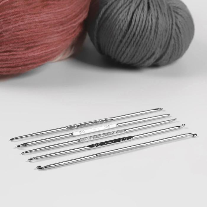 Набор крючков для вязания, d = 1-3 мм, 13 см, 5 шт - Фото 1
