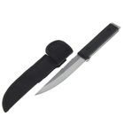 Нож разделочный, черная деревянная рукоять, на торце металлическое ухо, д.л. 12,8 см, д.р. 11,5 см - Фото 1