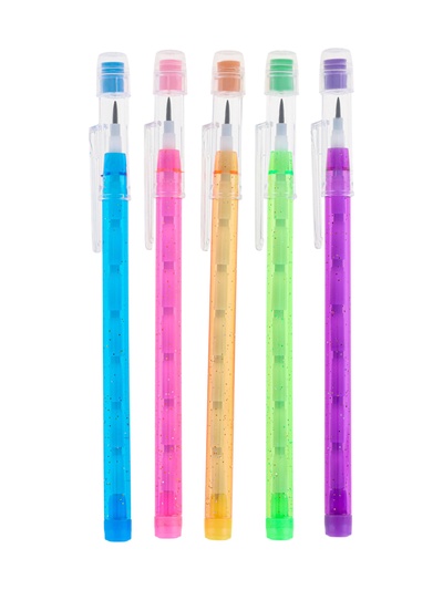 Набор карандашей чернографитных «Неон», секционных, с ластиками, 5 штук