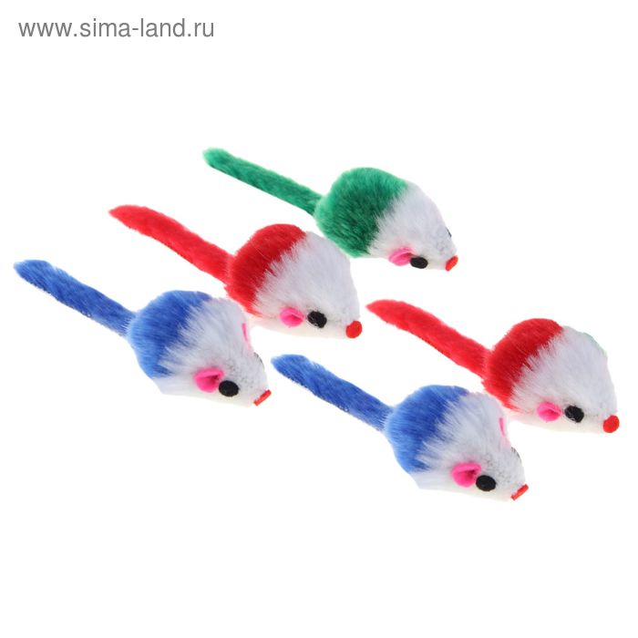 Игрушка для кошек "Малая мышь" двухцветная, микс цветов - Фото 1