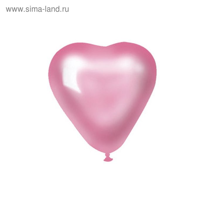 Шар латексный 10" "Сердце", металл, набор 100 шт., цвет розовый - Фото 1