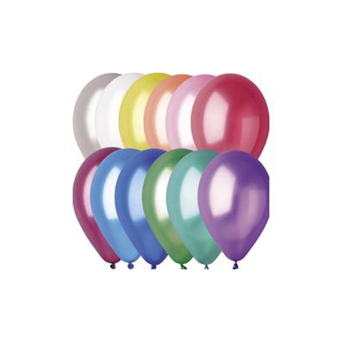 Шар воздушный латексный 9", металлик, набор 100 шт., МИКС - Фото 1