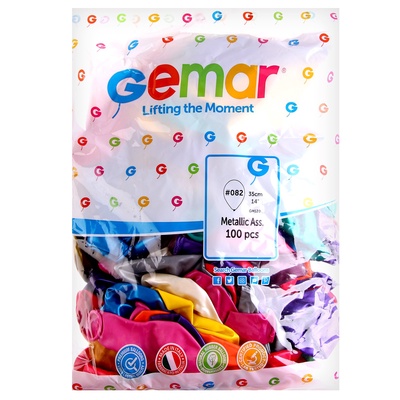 Воздушные шары латексные 14", металл, 100 шт., МИКС