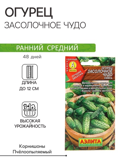 Семена Огурец «Засолочное чудо», 20 шт., «АЭЛИТА»