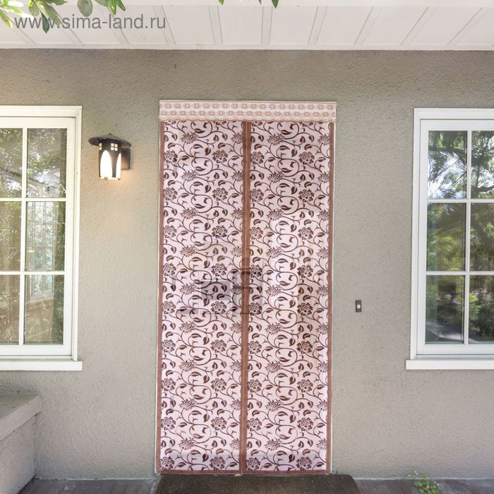 Сетка антимоскитная на магнитной ленте "Цветочный узор", цвет кофейный - Фото 1