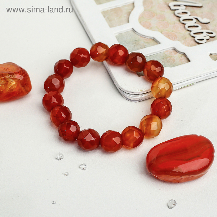 Браслет шар №12 гранёный «Сердолик» - Фото 1