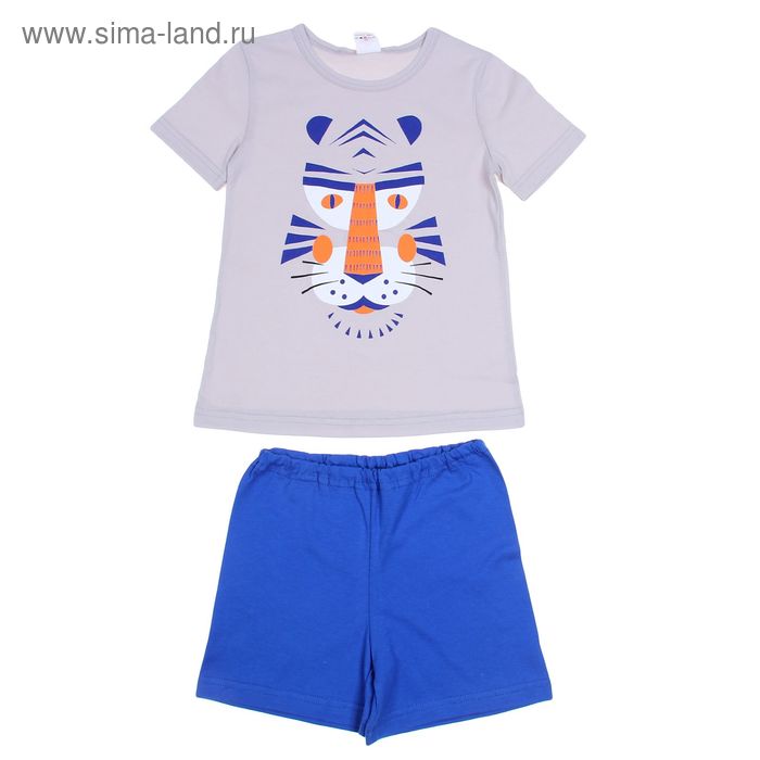 Пижама для мальчика, рост 92-98 см (26), цвет светло-серый/синий (арт. Р207704) - Фото 1