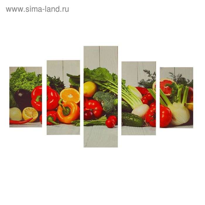 Картина модульная на подрамнике "Овощной микс" 2-46*25, 2-55*25,1-75*25, 125*75см - Фото 1