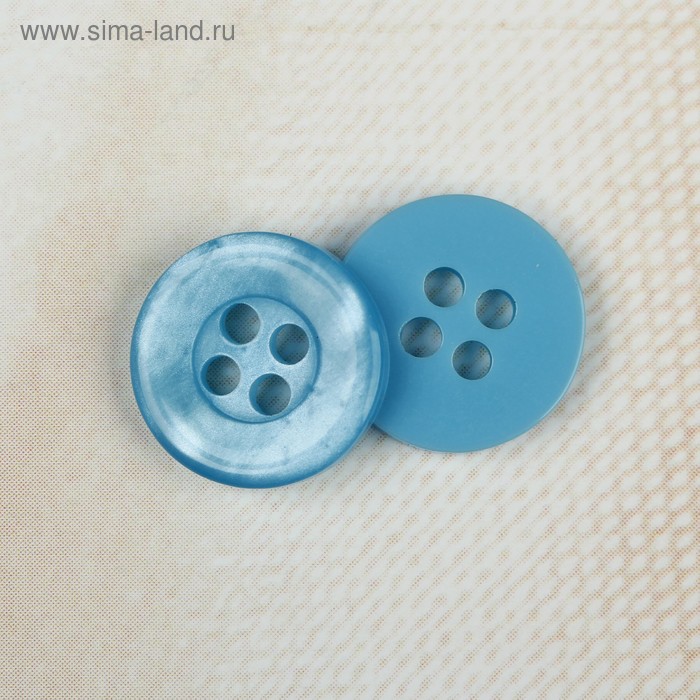 Пуговица, 4 прокола, 11 мм, цвет голубой - Фото 1
