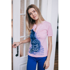 Комплект женский (футболка, бриджи) М-170/1-09 роза, василек, р-р 48 - Фото 2