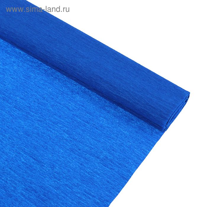 Бумага крепированная 50*250см, 32 г/м2, синяя, в рулоне - Фото 1