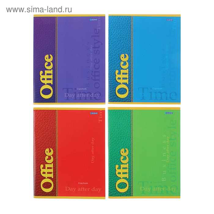 Тетрадь 96 листов, клетка "Офисные краски", цветная мелованная обложка, 4 вида МИКС - Фото 1