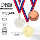 Медаль под нанесение серебро, d=4 см, с лентой - Фото 1