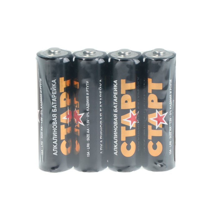 Батарейка алкалиновая "Старт", AA, LR6-4S, 1.5В, спайка, 4 шт.